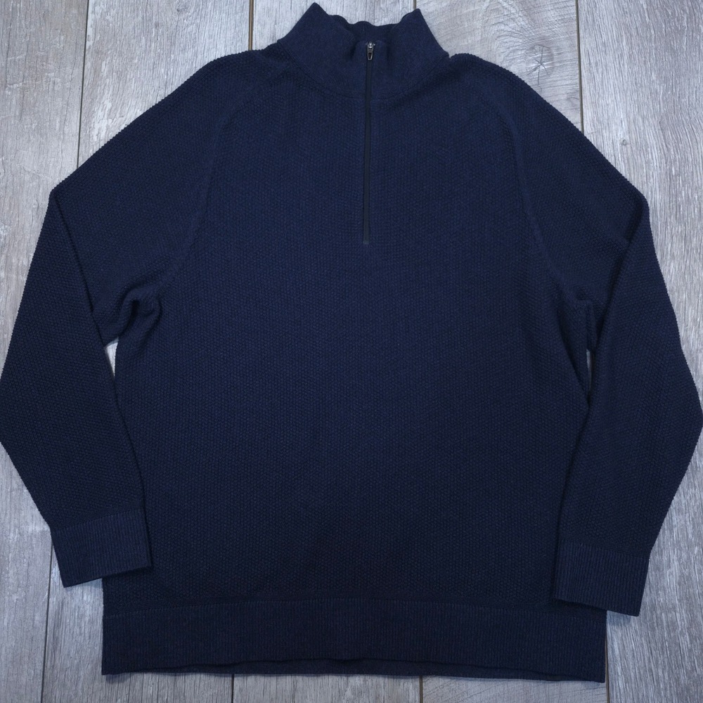 Lululemon Quarter Zip Sweater Mens XL Navy Blue Textured Knit Coolmax